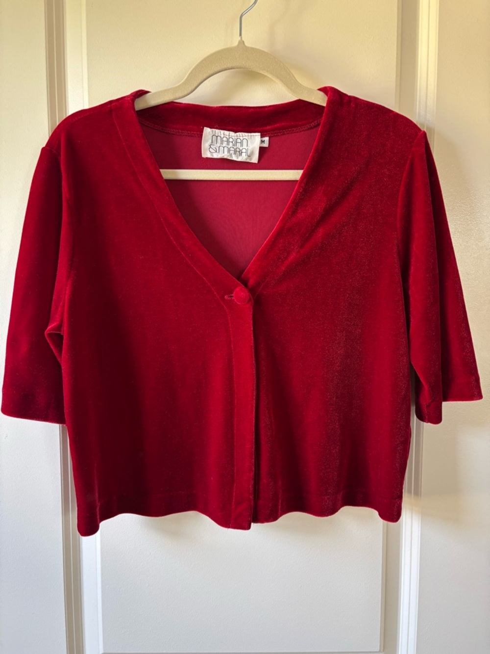 MARIAN & MARAL Vintage Velvet Cardigan Crop Half Sleeve • Women’s Medium